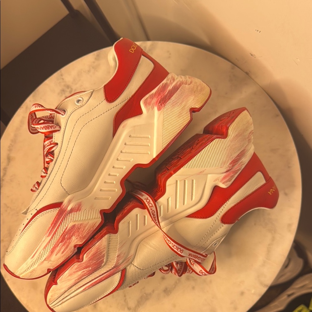 DOLCE&GABBANA Daymaster nappa calfskin white and Red Sneakers - Picture 5 of 8
